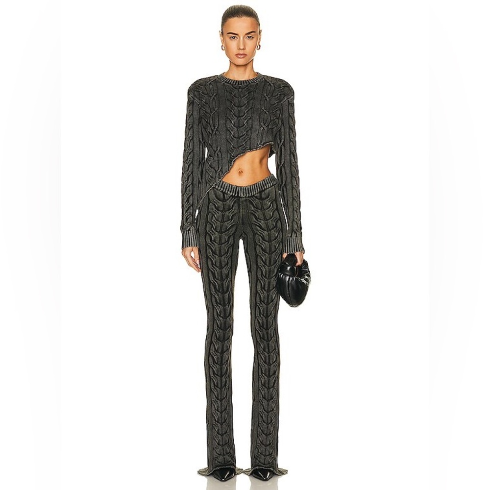 SER.O.YA Black Cable Knit Skinny Pants
